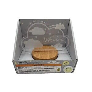 NEW MOON & STARS Wish Upon A Star Night Light BATTERY OPERATED Nursery Decor